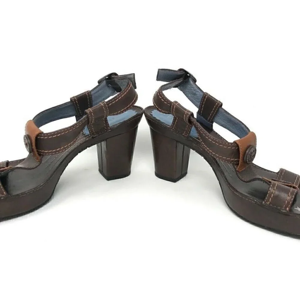 Indigo By Clarks Sandal Block Heels Shoes Brown 8